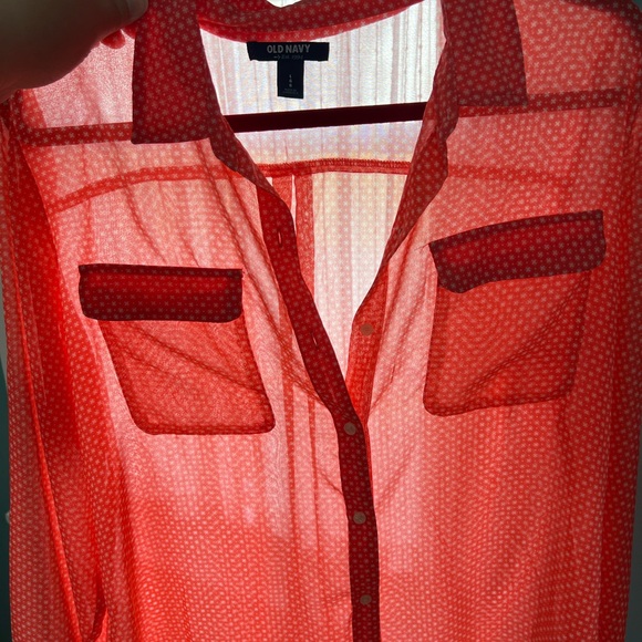 Old Navy Sheer Button Down Blouse Gorgeous Color! - Picture 7 of 7